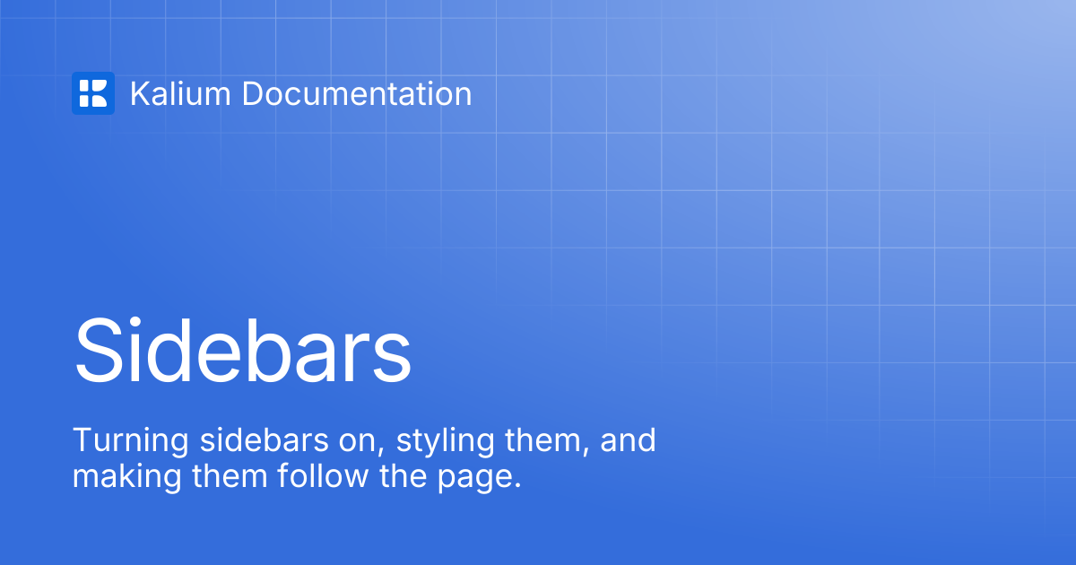Sidebars | Kalium Documentation